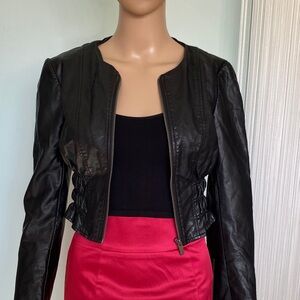 bebe Black Leather Jacket for Women